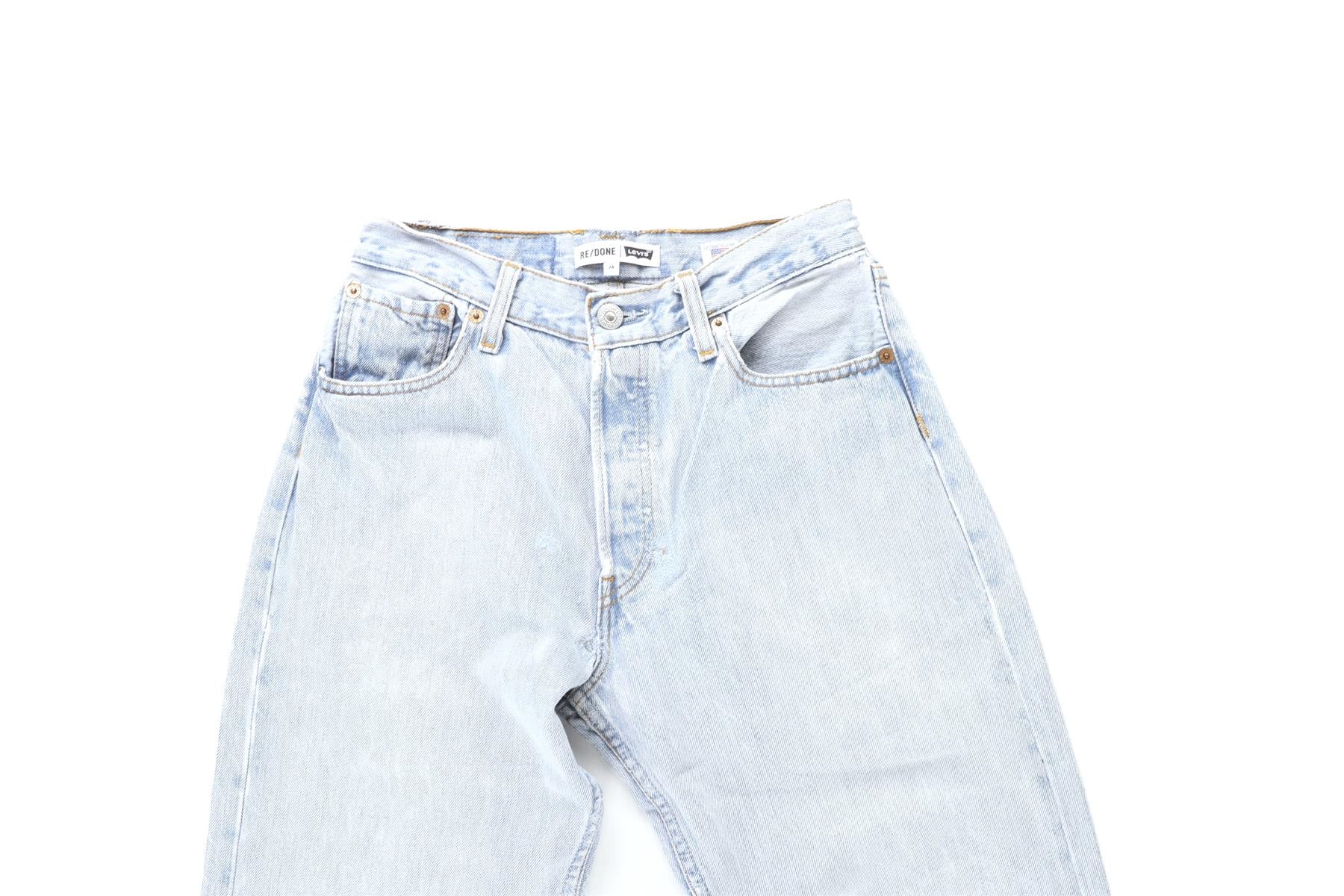 RE/DONE + LEVI'S BLUE HIGH RISE STRAIGHT LEG JEANS W24 UK 6 - Image 3