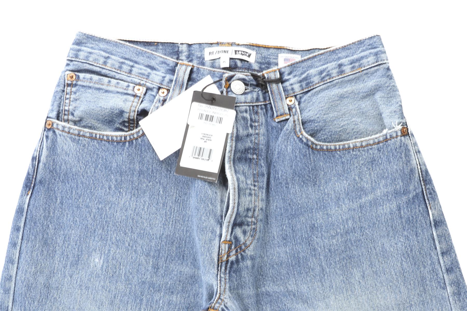 RE/DONE + LEVI'S BLUE HIGH RISE STRAIGHT LEG JEANS W25 UK 6/8 - Image 3