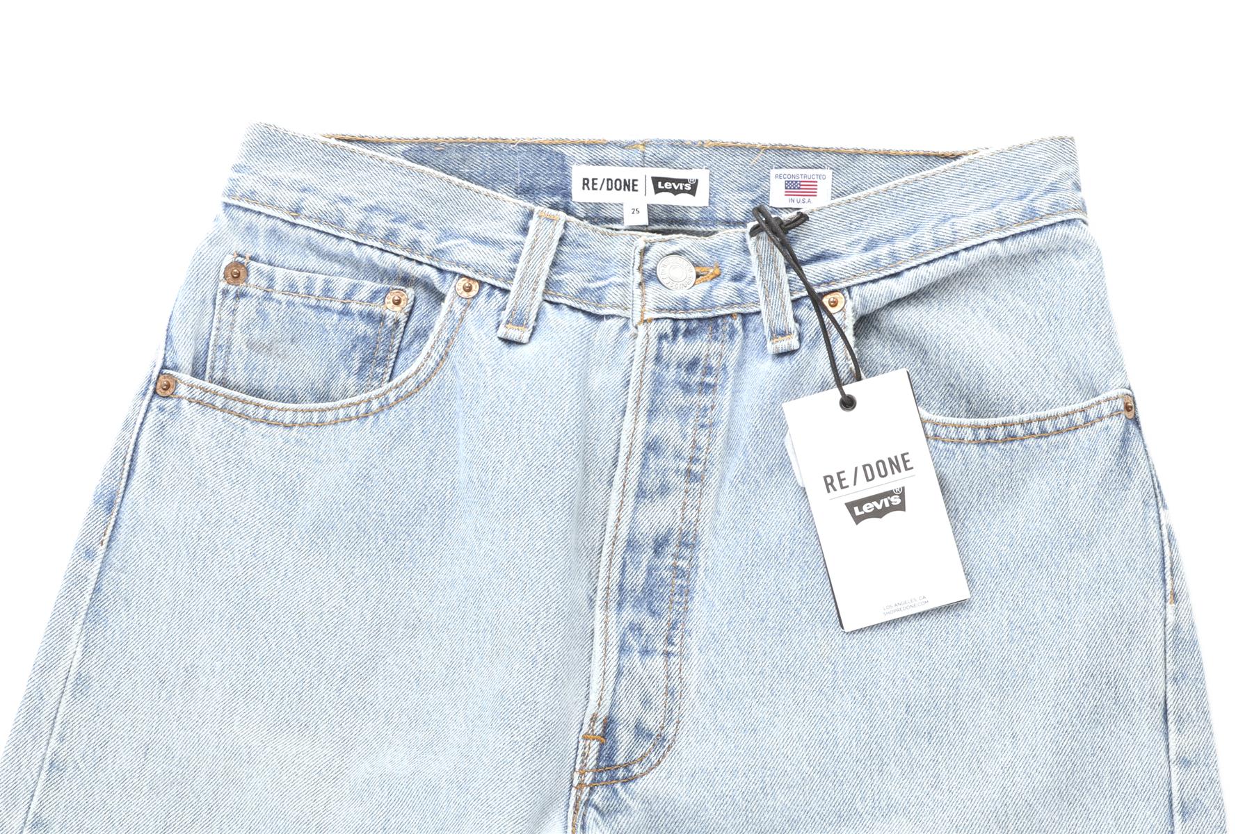 RE/DONE + LEVI'S BLUE HIGH RISE STRAIGHT LEG JEANS W25 UK 6/8 - Image 3