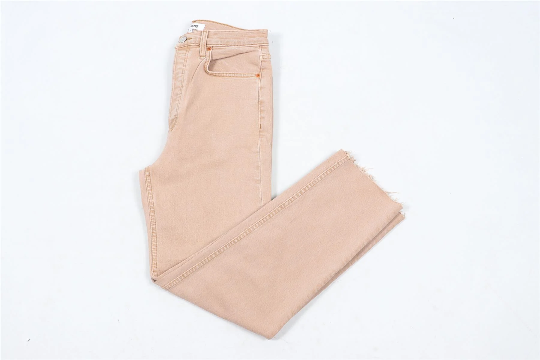 RE/DONE TAN HIGH RISE STRAIGHT LEG JEANS W27 UK 8-10 - Image 2