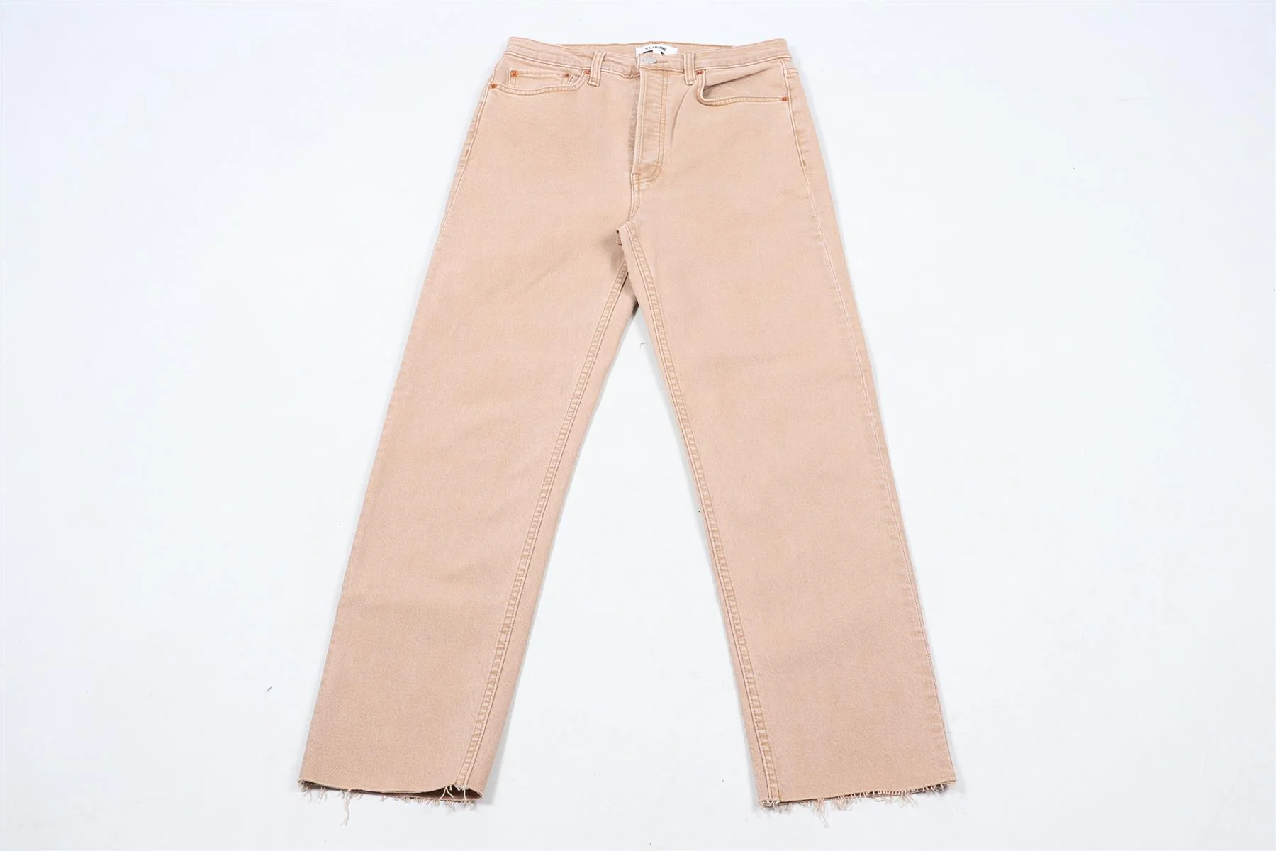 RE/DONE TAN HIGH RISE STRAIGHT LEG JEANS W27 UK 8-10 - Image 3
