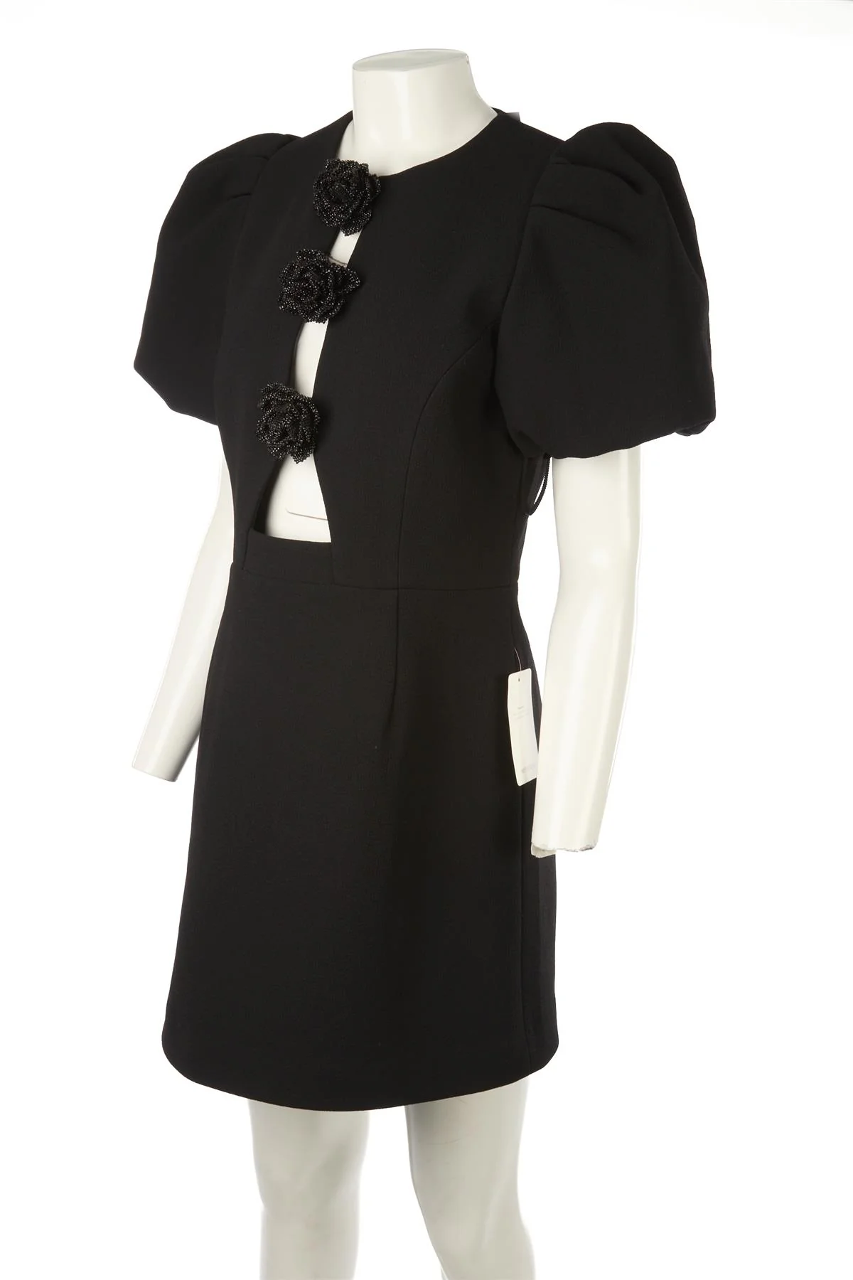 REBECCA VALLANCE BLACK CREPE MINI DRESS UK 14 - Image 3