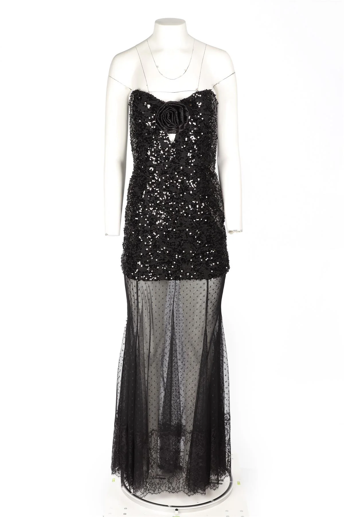 REBECCA VALLANCE BLACK SEQUIN MAXI DRESS UK 6 - Image 2