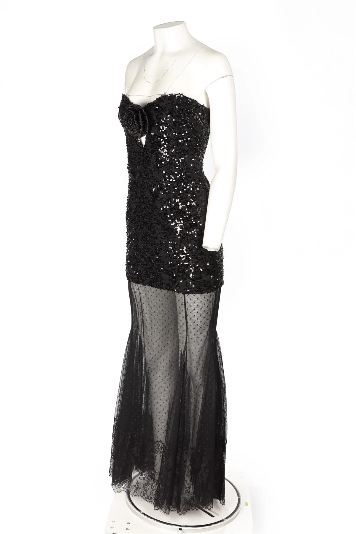 REBECCA VALLANCE BLACK SEQUIN MAXI DRESS UK 6 - Image 3