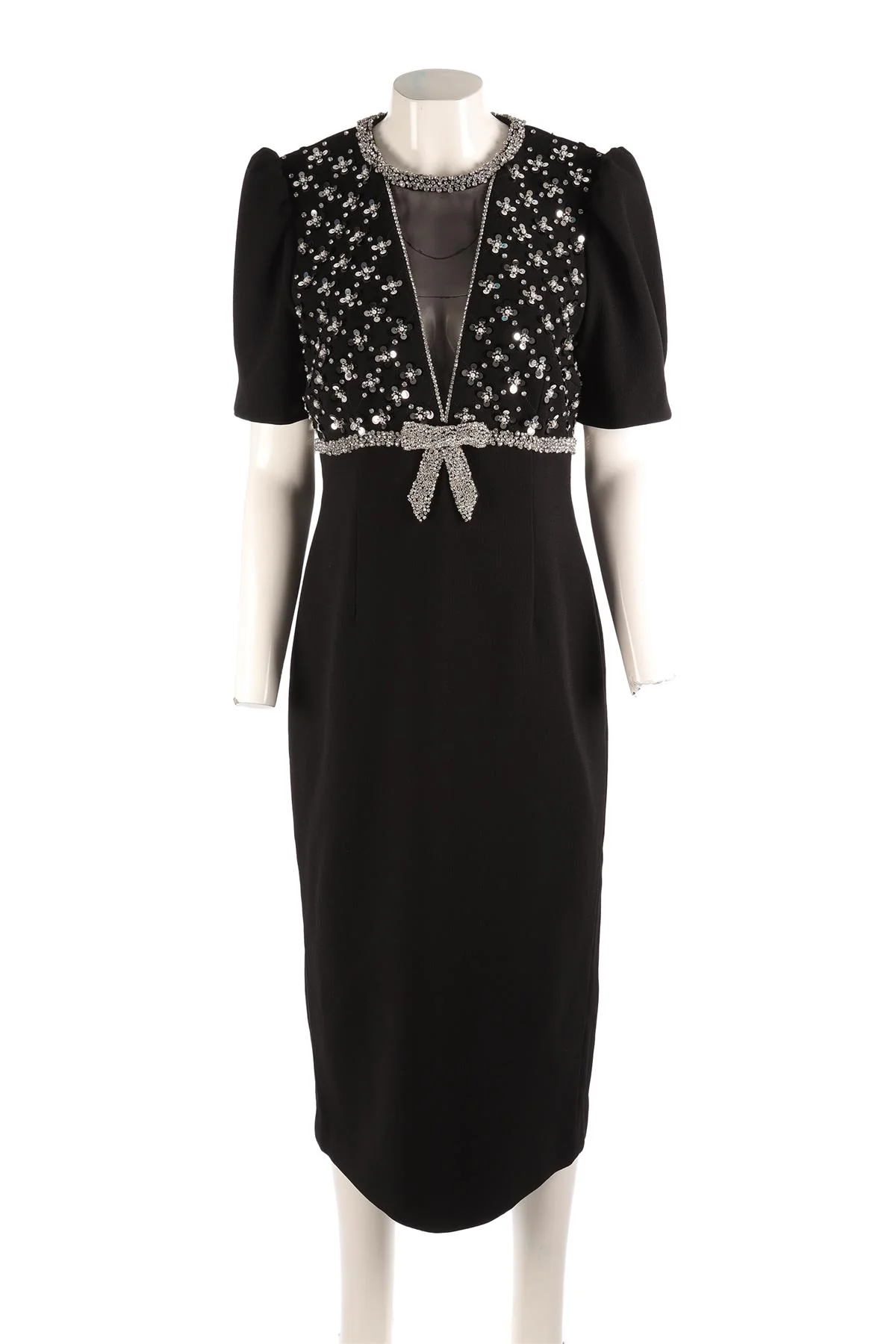 REBECCA VALLANCE + NICKY HILTON BLACK CREPE MIDI DRESS UK 14 - Image 2
