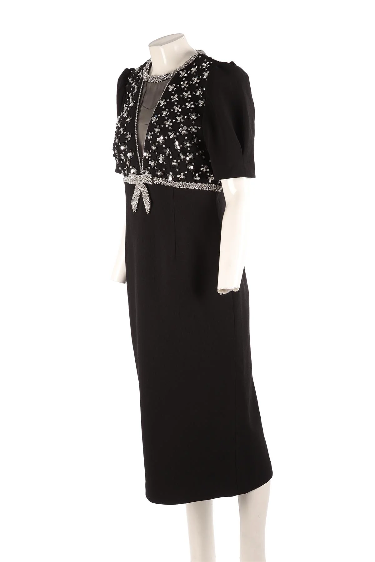 REBECCA VALLANCE + NICKY HILTON BLACK CREPE MIDI DRESS UK 14 - Image 3