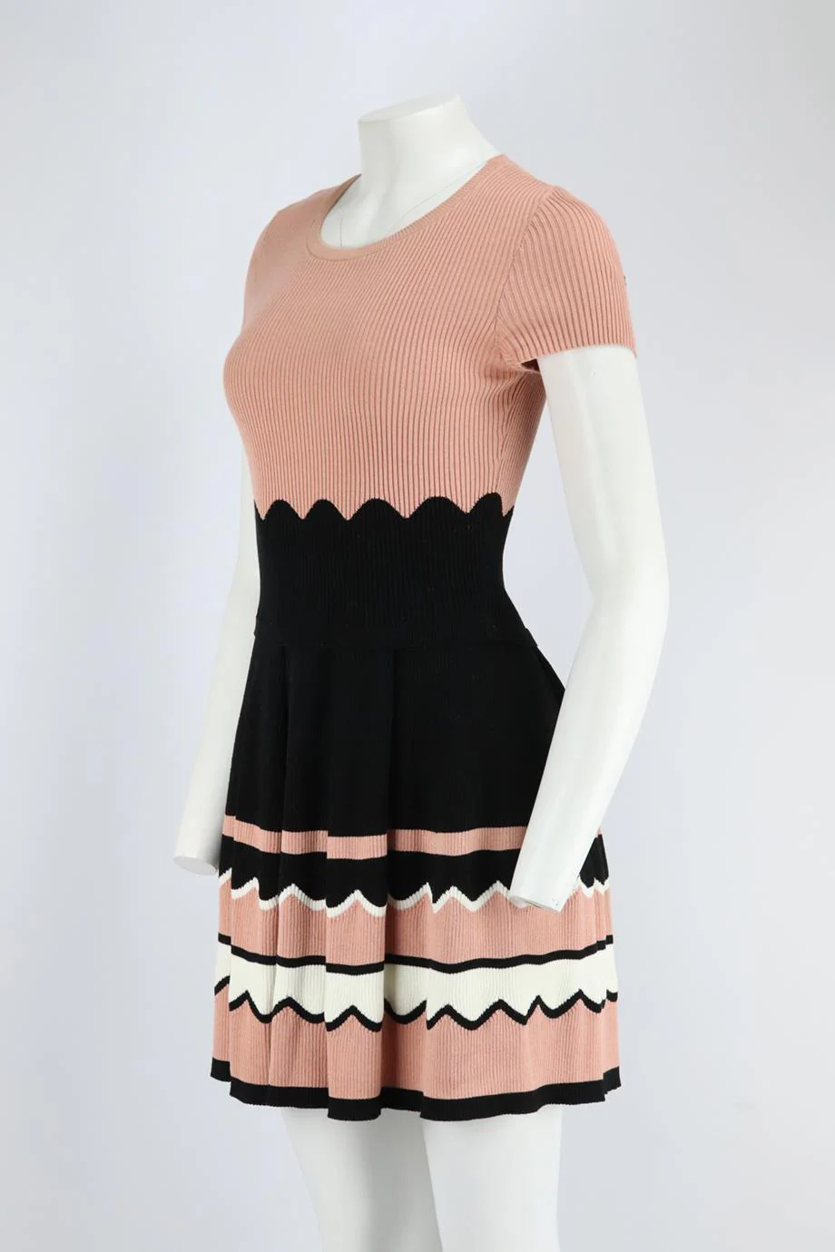 RED VALENTINO RIBBED COTTON MINI DRESS SMALL - Image 3