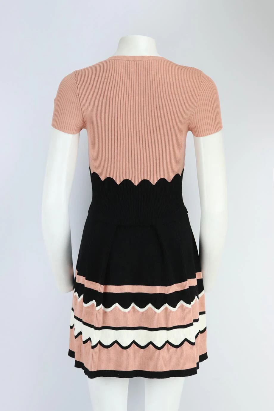 RED VALENTINO RIBBED COTTON MINI DRESS SMALL - Image 4
