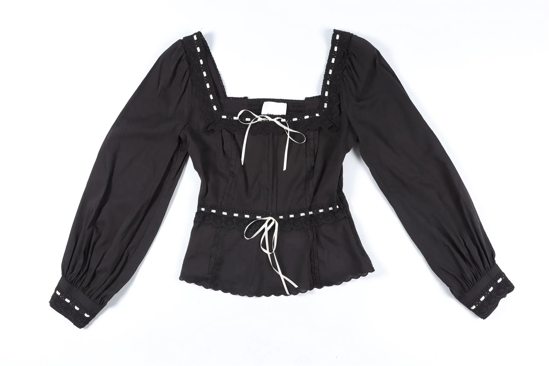 REFORMATION BLACK COTTON TOP US 2 UK 6 - Image 2
