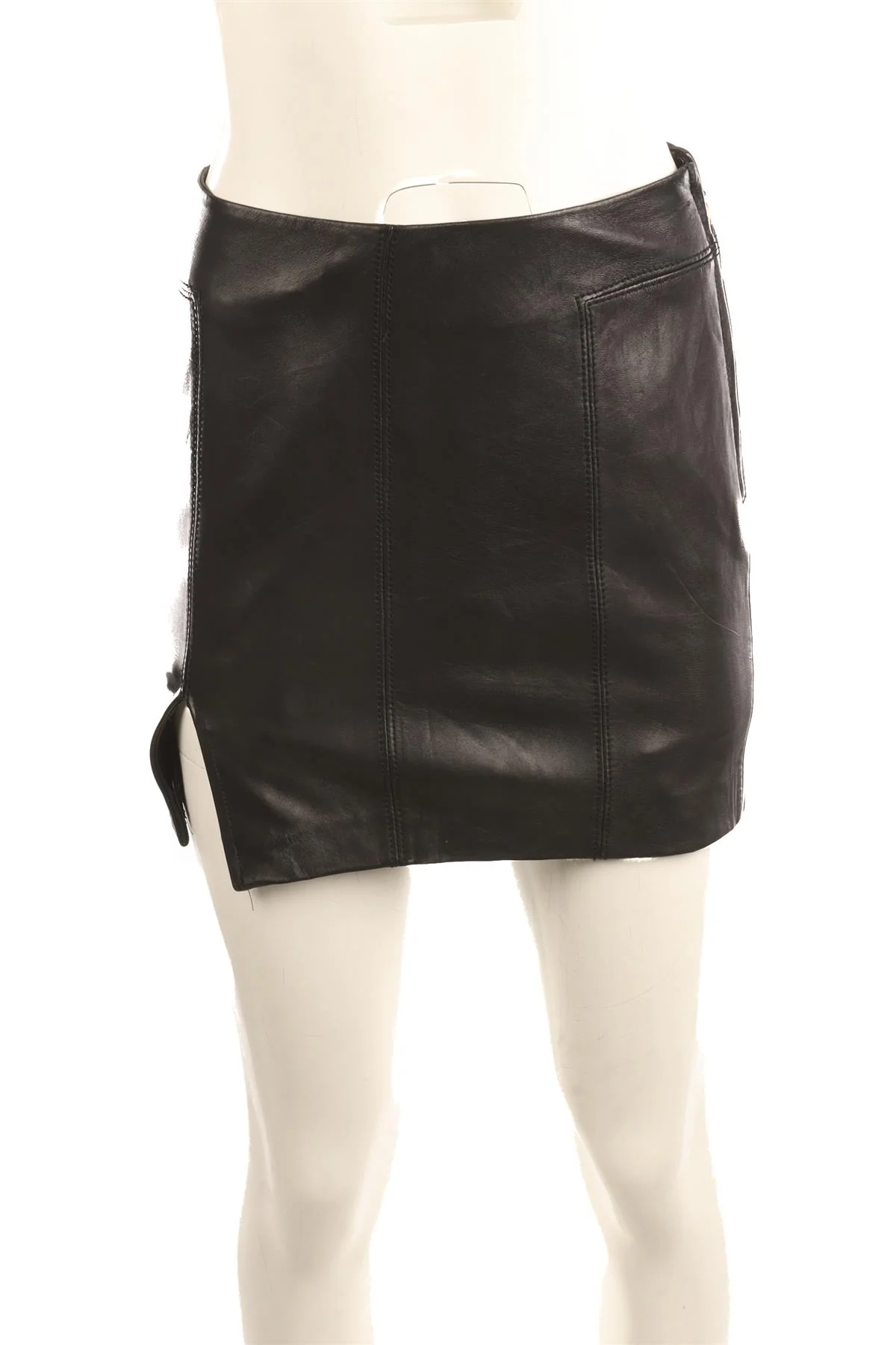 REFORMATION BLACK LEATHER MINI SKIRT SMALL - Image 2