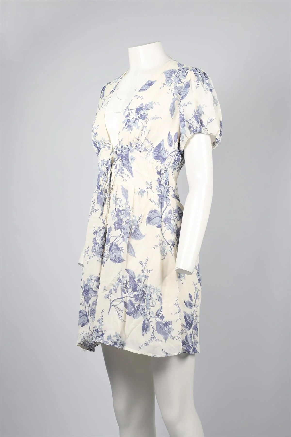 REFORMATION BLUE AND WHITE CREPE MINI DRESS US 10 UK 14 - Image 3