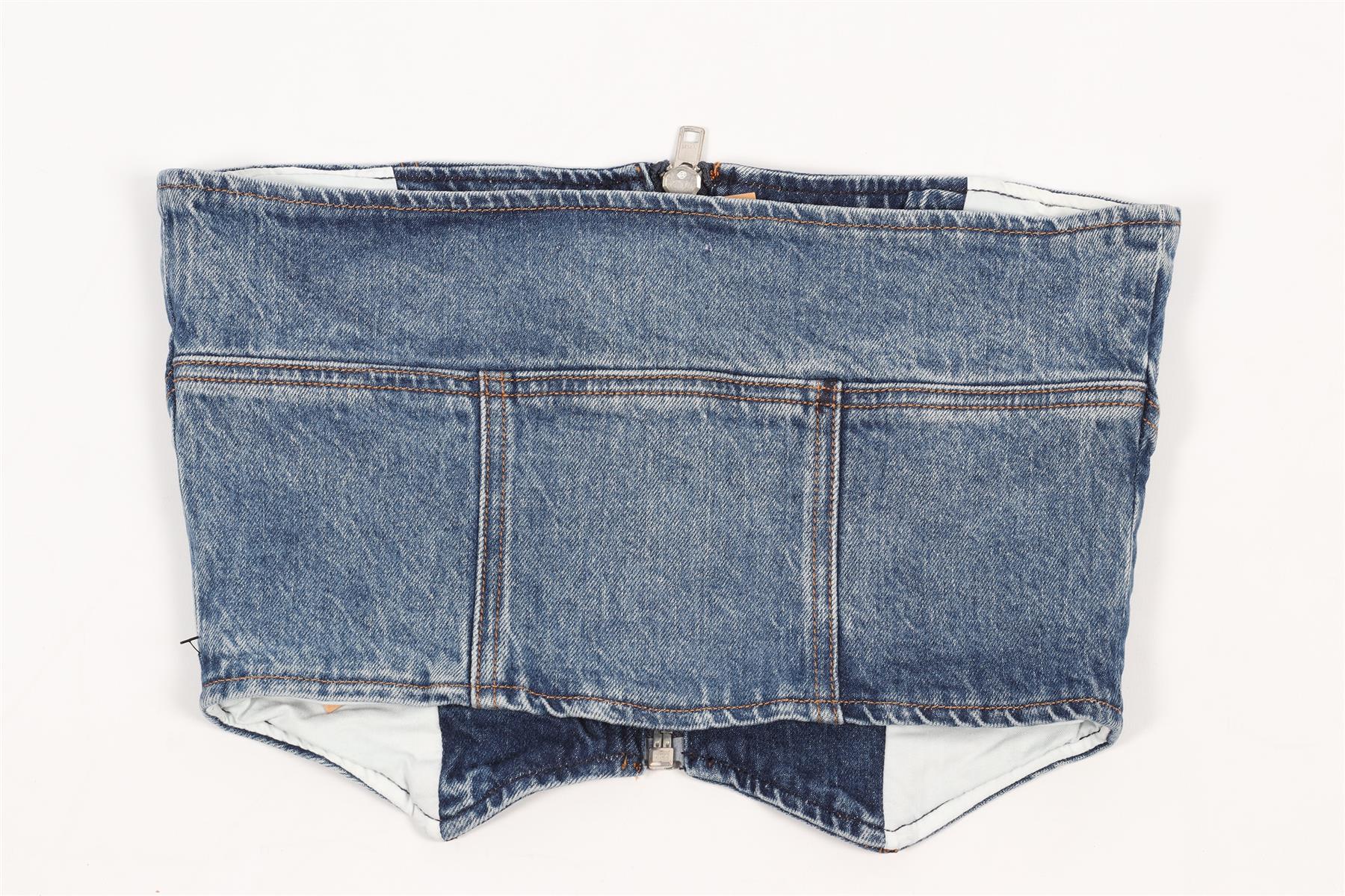 REFORMATION BLUE CROPPED DENIM TOP US 2 UK 6 - Image 4