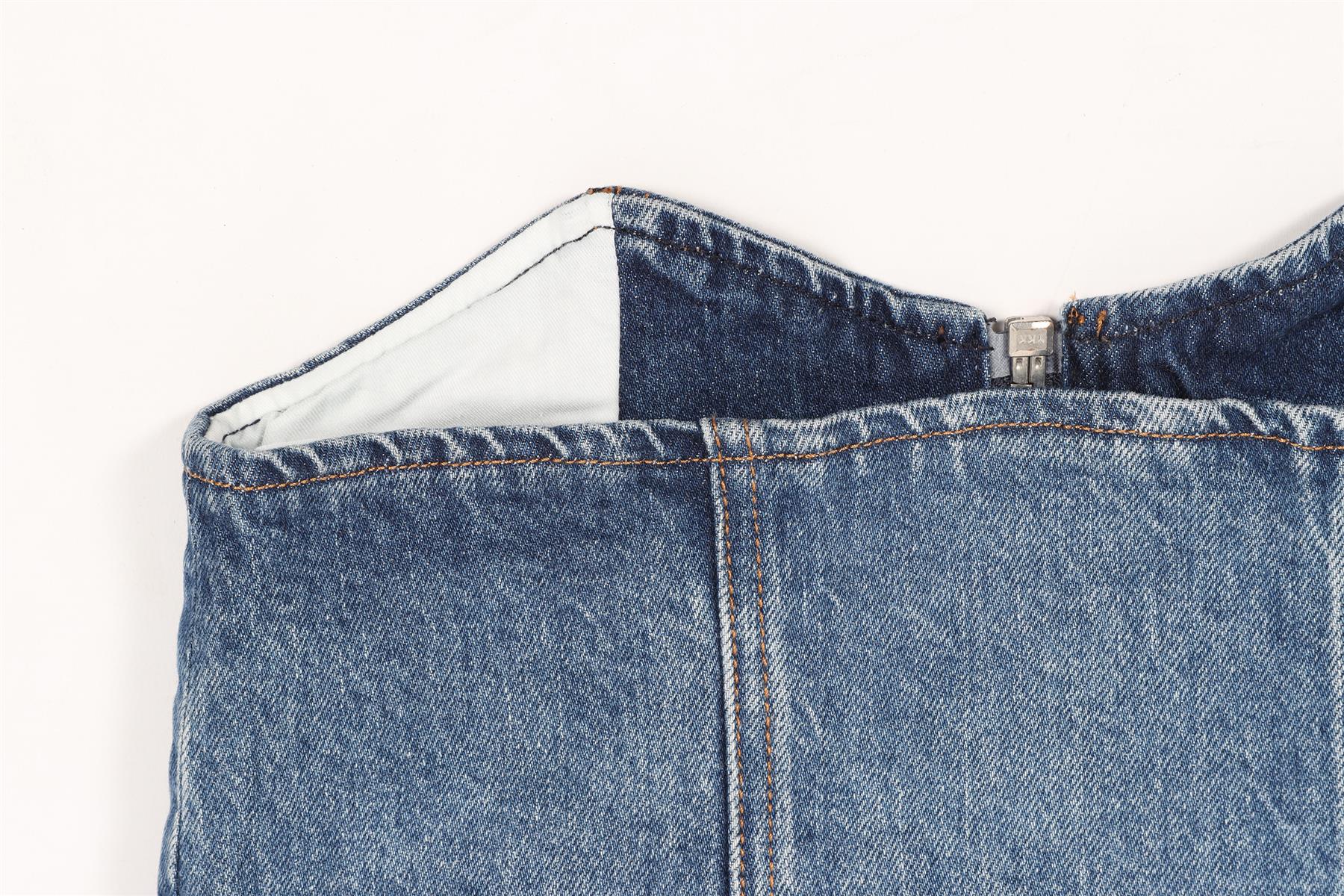 REFORMATION BLUE CROPPED DENIM TOP US 2 UK 6 - Image 5