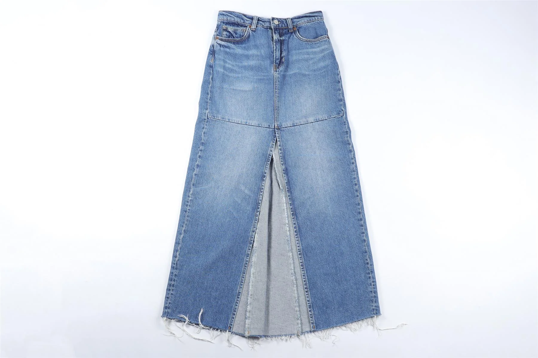 REFORMATION BLUE DENIM MAXI SKIRT W24 UK 6 - Image 2