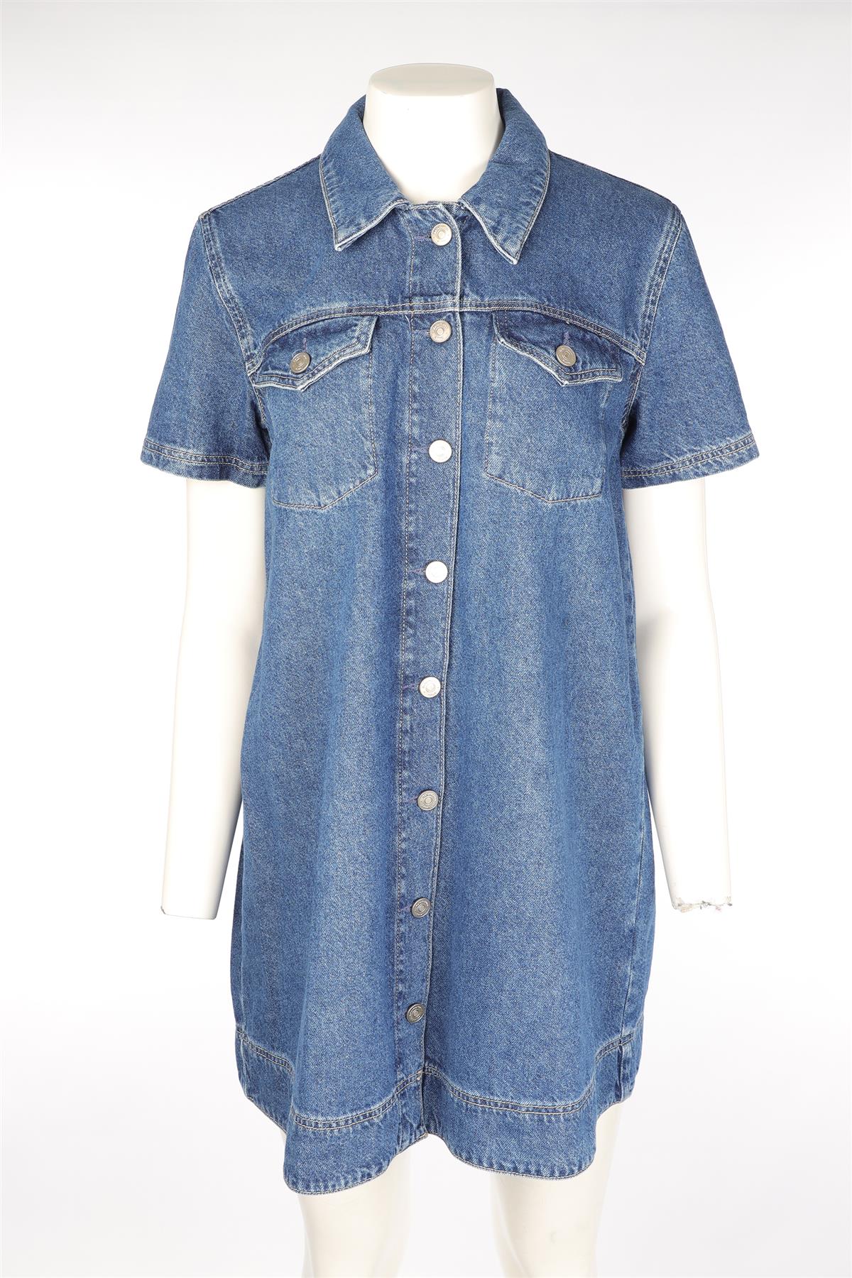REFORMATION BLUE DENIM MINI DRESS US 8 UK 12 - Image 2