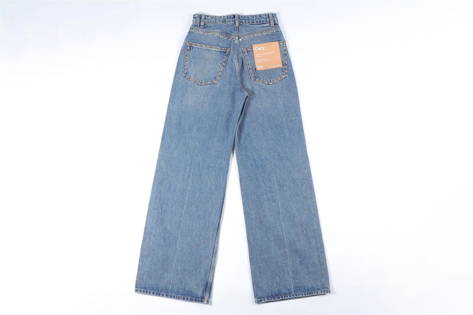 REFORMATION BLUE HIGH RISE WIDE LEG JEANS W24 UK 6 - Image 4