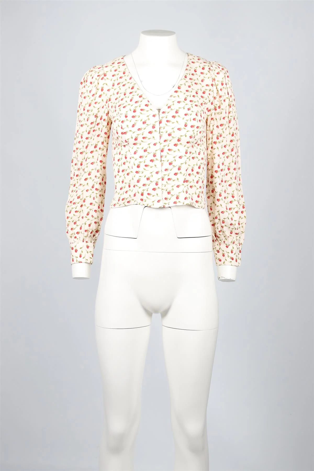 REFORMATION CREAM FLORAL PRINT CREPE TOP US 0 UK 4 - Image 2