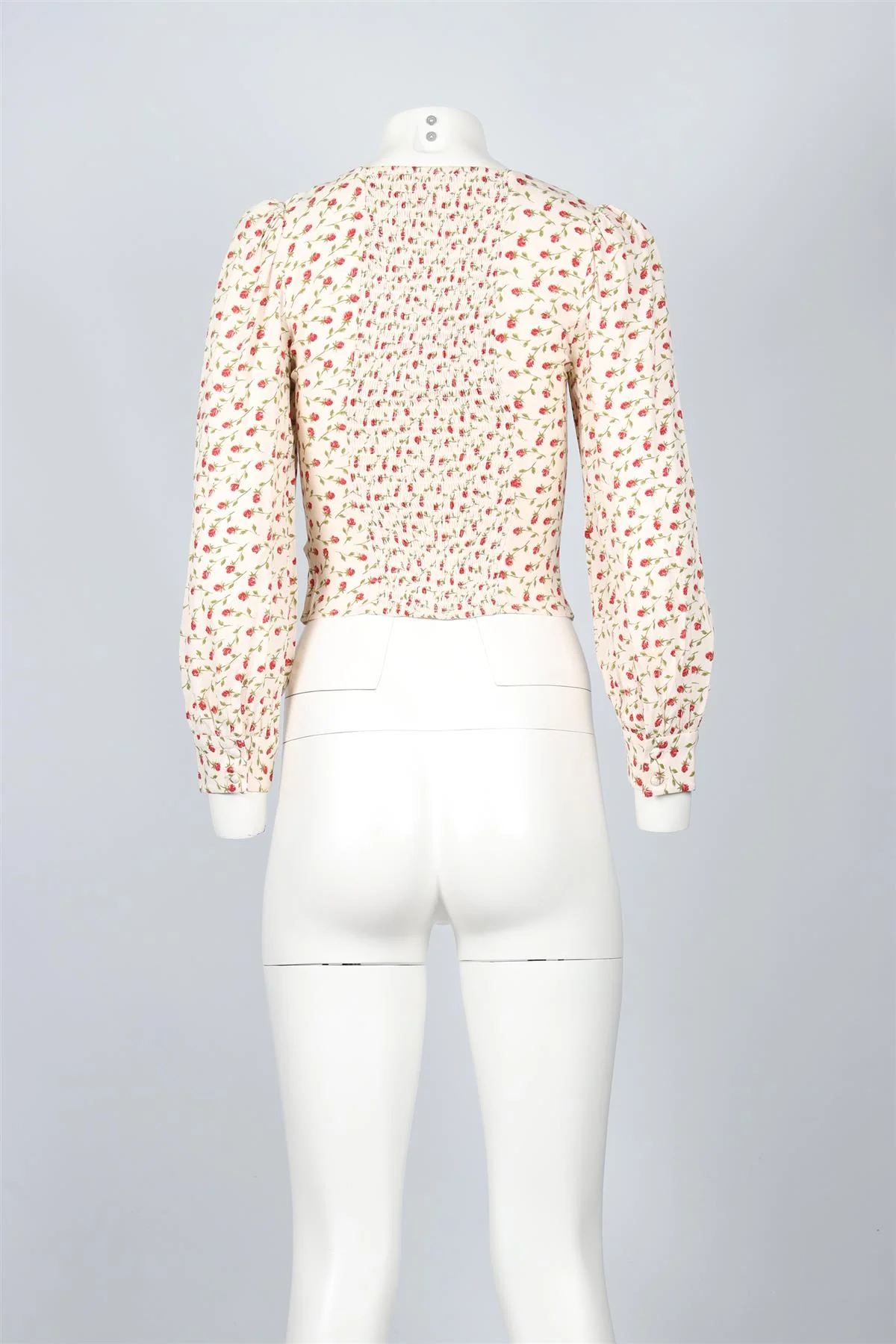 REFORMATION CREAM FLORAL PRINT CREPE TOP US 0 UK 4 - Image 4