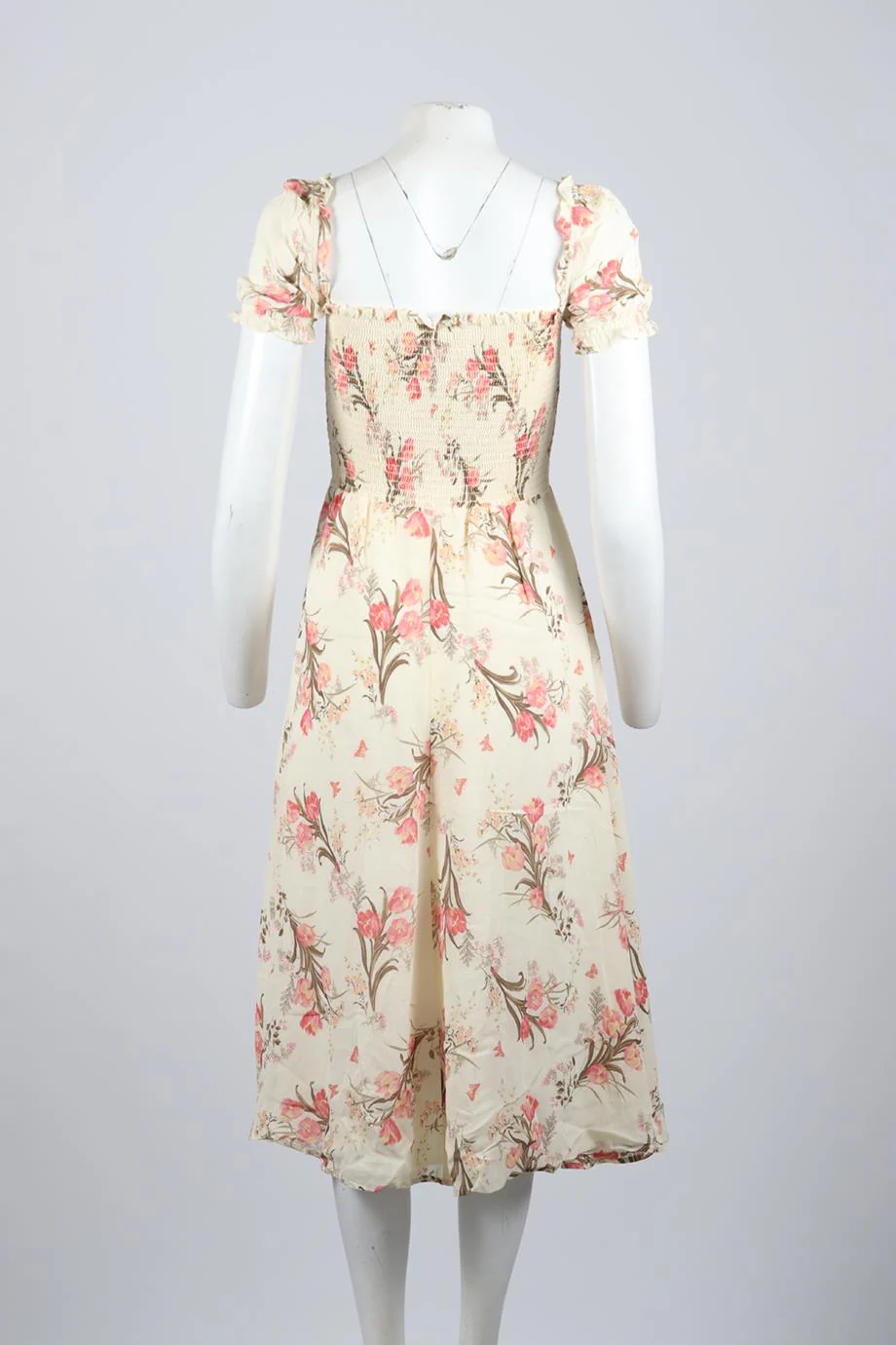 REFORMATION FLORAL PRINT CREPE MIDI DRESS SMALL - Image 4