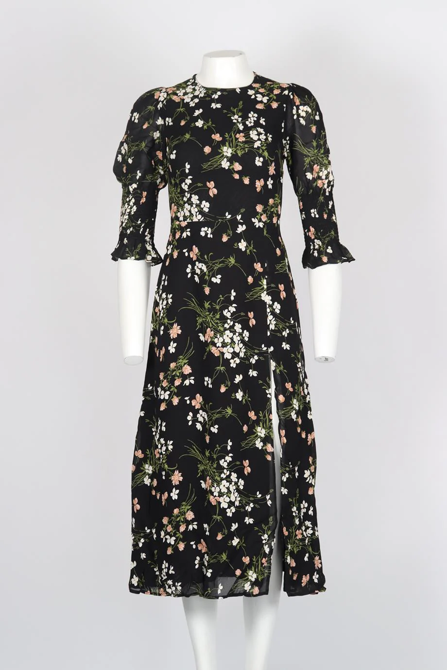 REFORMATION FLORAL PRINT CREPE MIDI DRESS US 2 UK 6 - Image 2