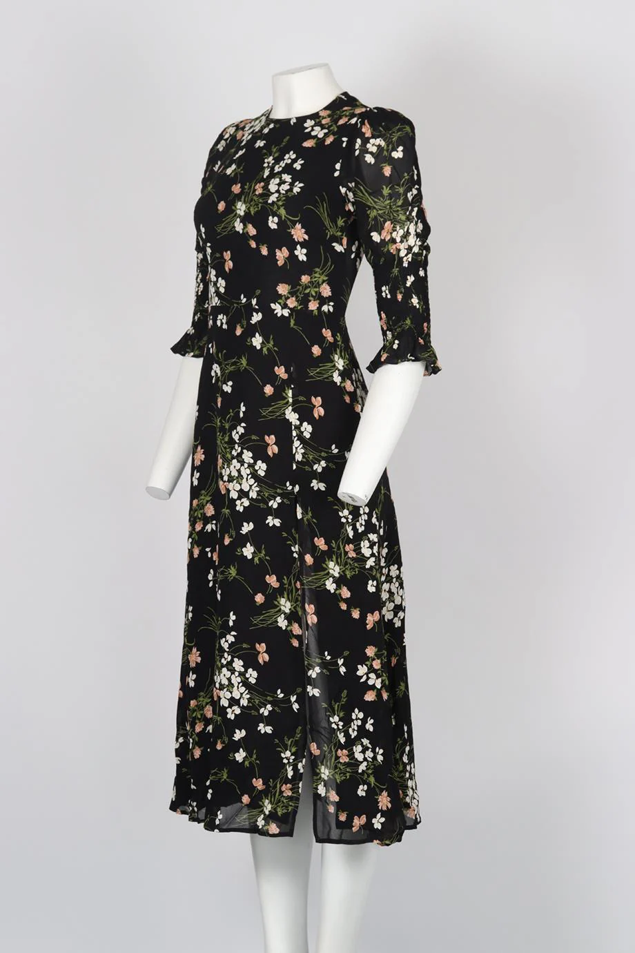 REFORMATION FLORAL PRINT CREPE MIDI DRESS US 2 UK 6 - Image 3