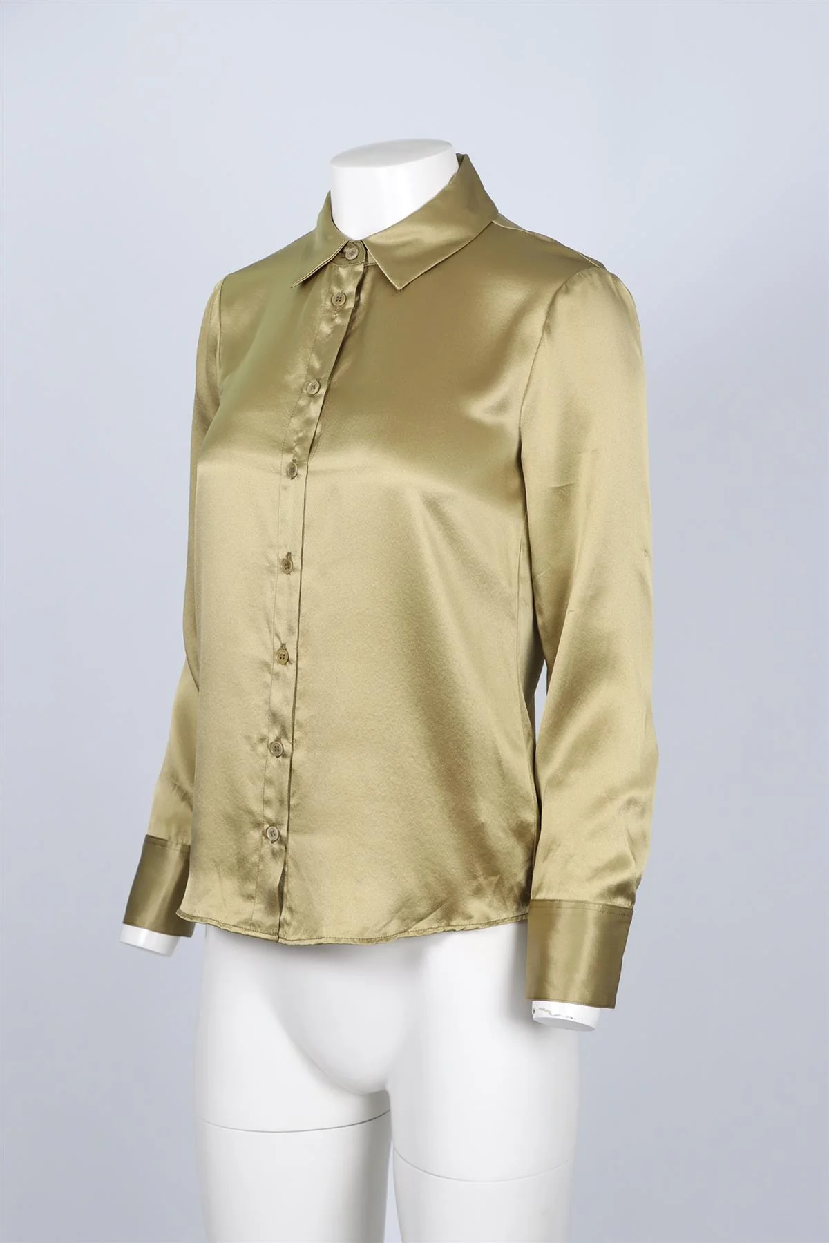 REFORMATION GREEN SILK SHIRT XSMALL - Image 3