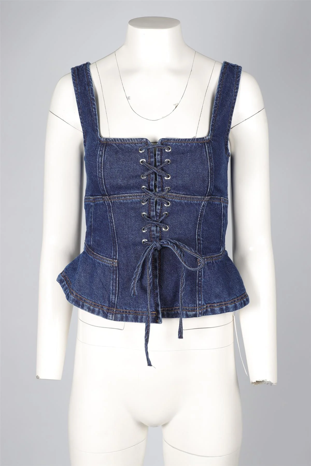 REFORMATION + KACEY MUSGRAVES BLUE DENIM TOP US 2 UK 6 - Image 2
