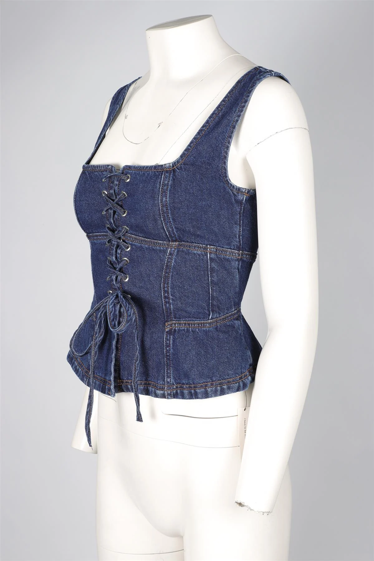 REFORMATION + KACEY MUSGRAVES BLUE DENIM TOP US 2 UK 6 - Image 3