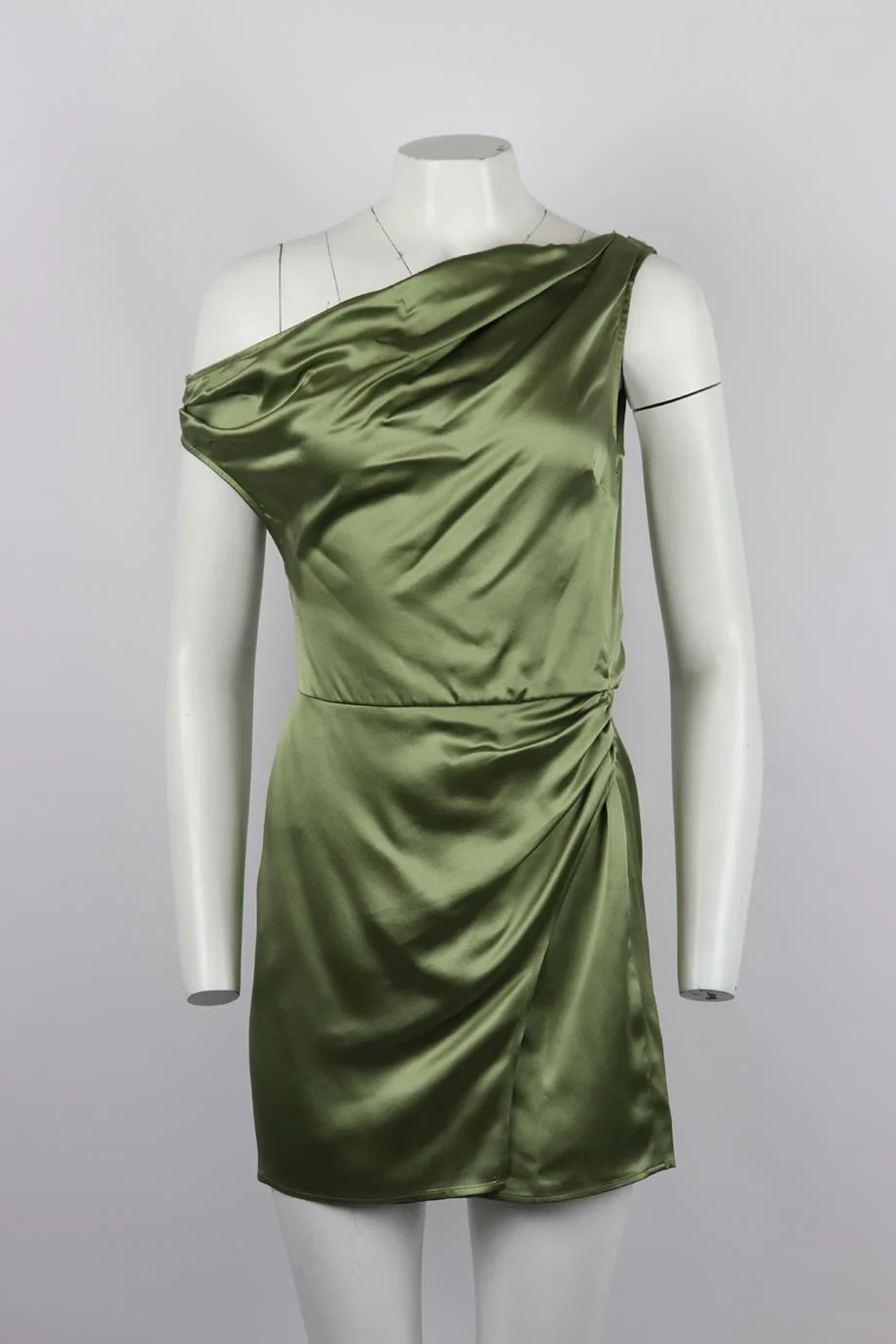 REFORMATION ONE SHOULDER DRAPED SILK MINI DRESS US 2 UK 6 - Image 2