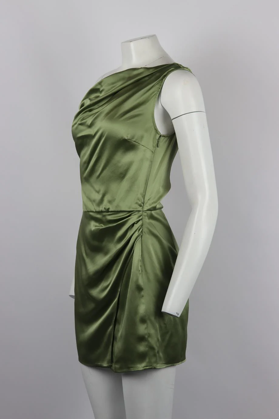 REFORMATION ONE SHOULDER DRAPED SILK MINI DRESS US 2 UK 6 - Image 3