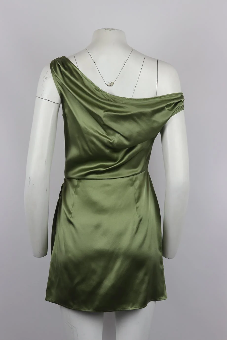 REFORMATION ONE SHOULDER DRAPED SILK MINI DRESS US 2 UK 6 - Image 4