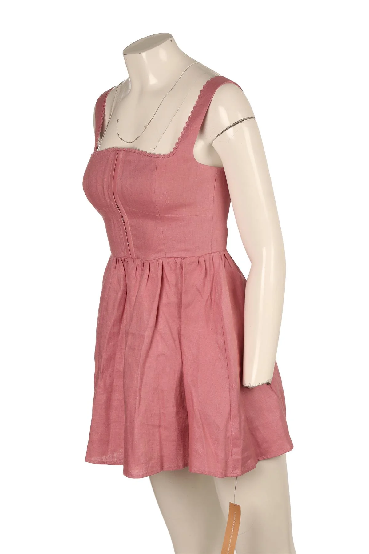 REFORMATION PINK LINEN MINI DRESS US 2 UK 6 - Image 3