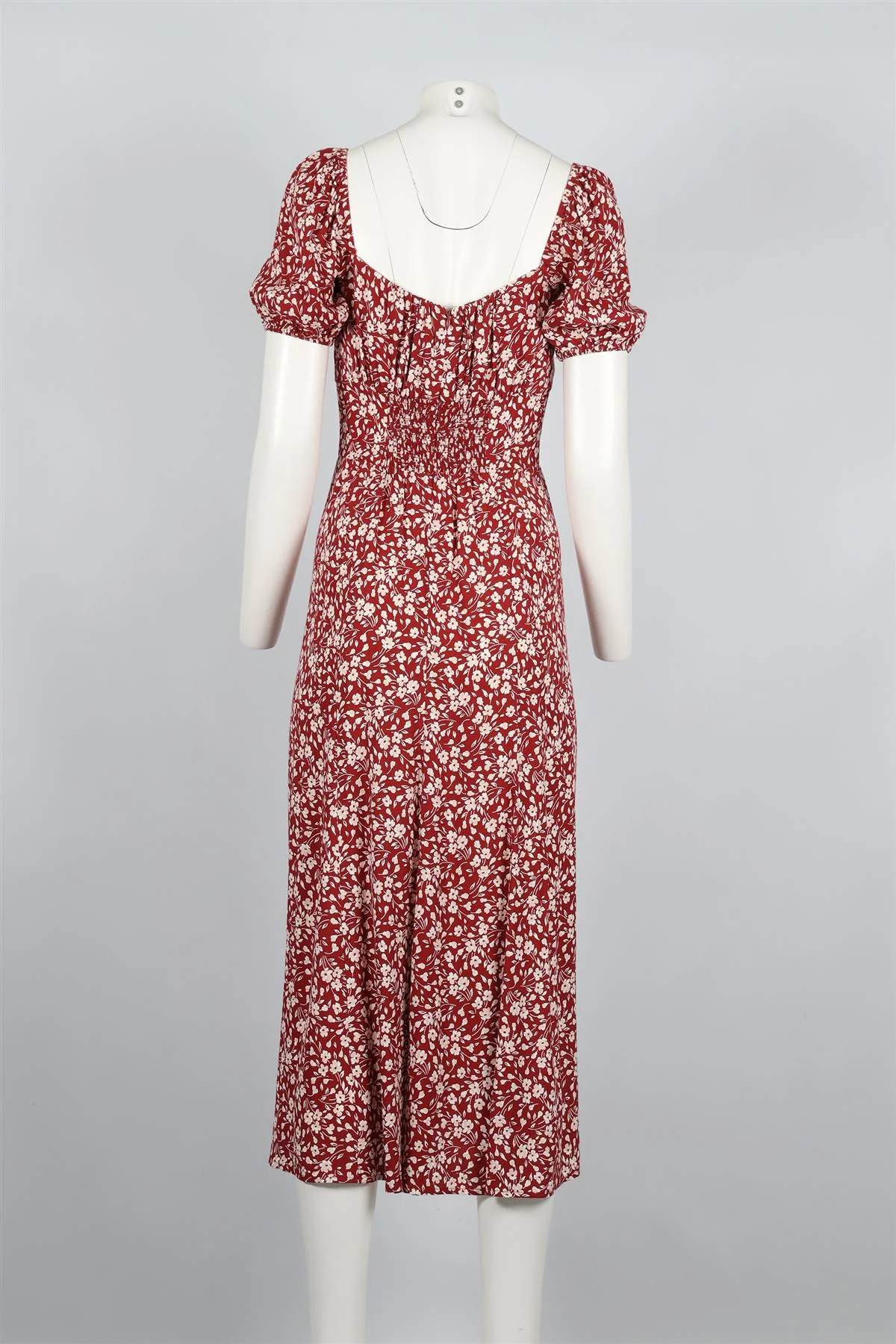 REFORMATION RED FLORAL PRINT CREPE MIDI DRESS UK 6 - Image 4