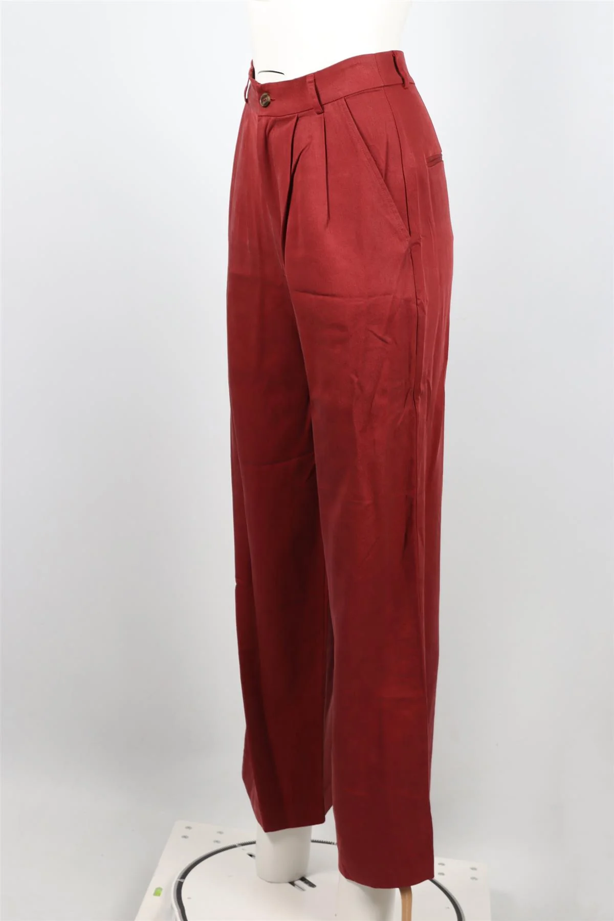 REFORMATION RED WOVEN STRAIGHT LEG PANTS US 2 UK 6 - Image 3