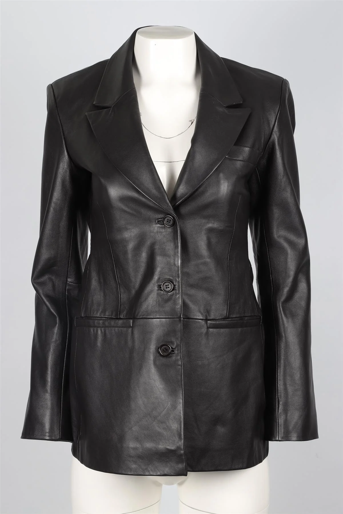 REFORMATION + VEDA BLACK LEATHER BLAZER SMALL - Image 2