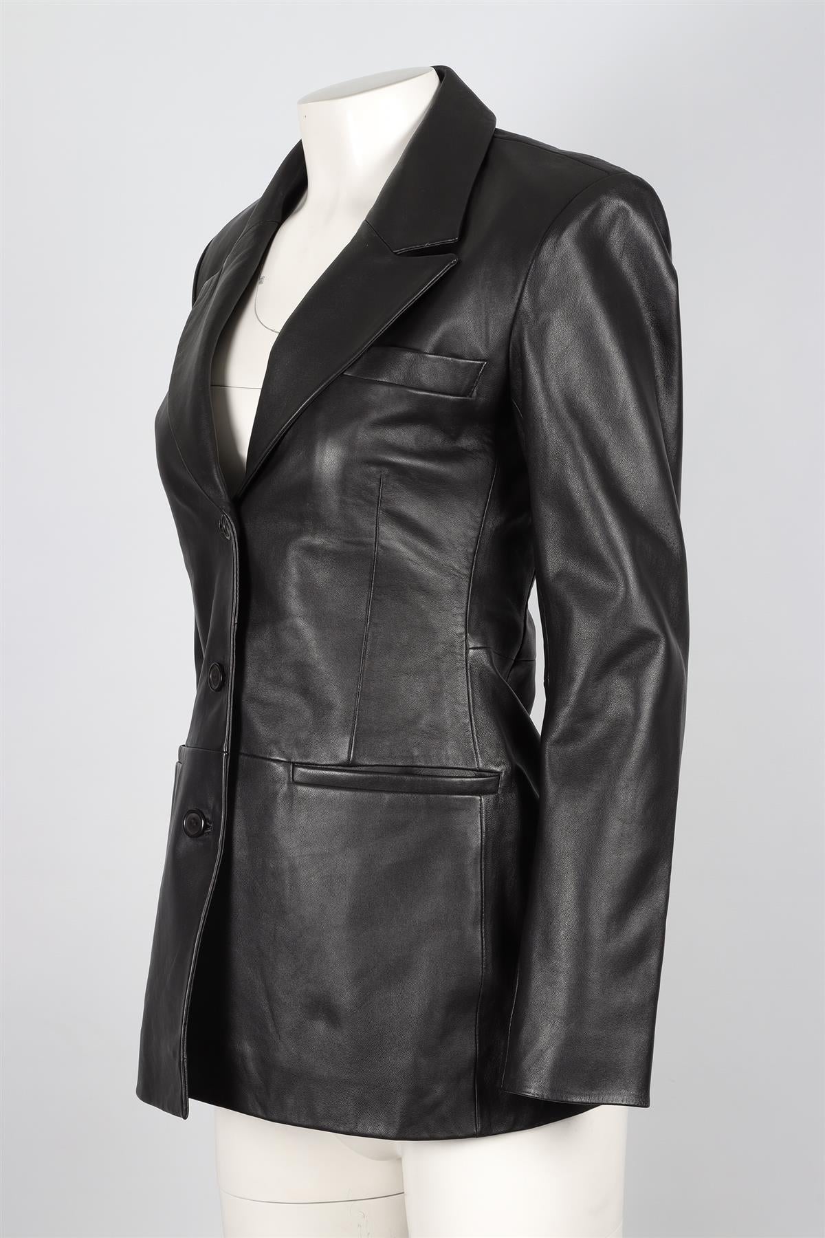 REFORMATION + VEDA BLACK LEATHER BLAZER SMALL - Image 3