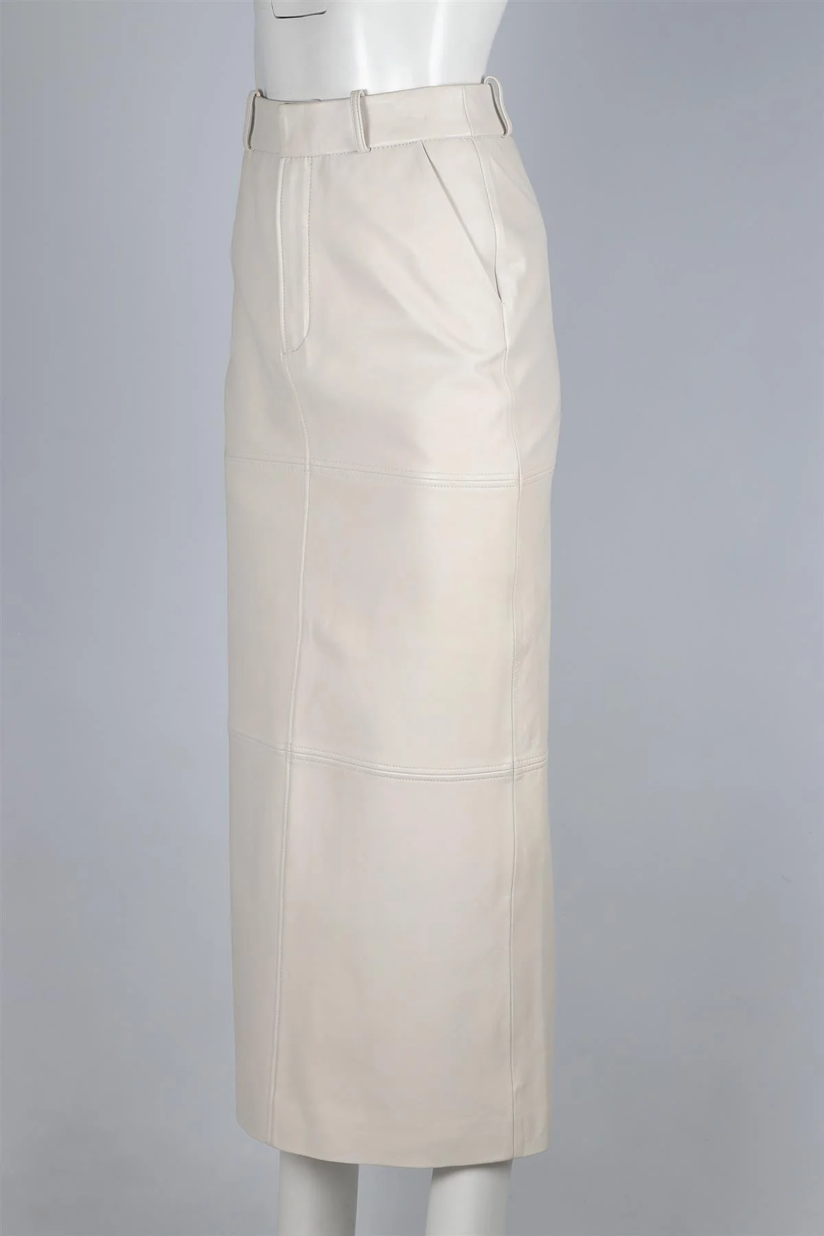 REFORMATION + VEDA ECRU LEATHER MAXI SKIRT US 2 UK 6 - Image 3