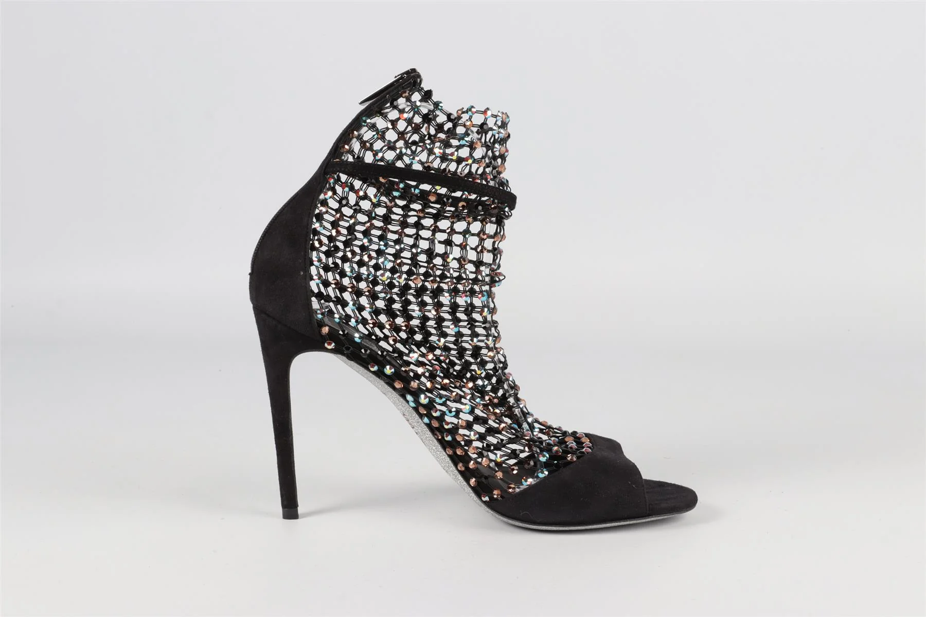 RENE CAOVILLA BLACK GALAXIA CRYSTAL AND SUEDE SANDALS EU 38.5 UK 5.5 US 8.5 - Image 2