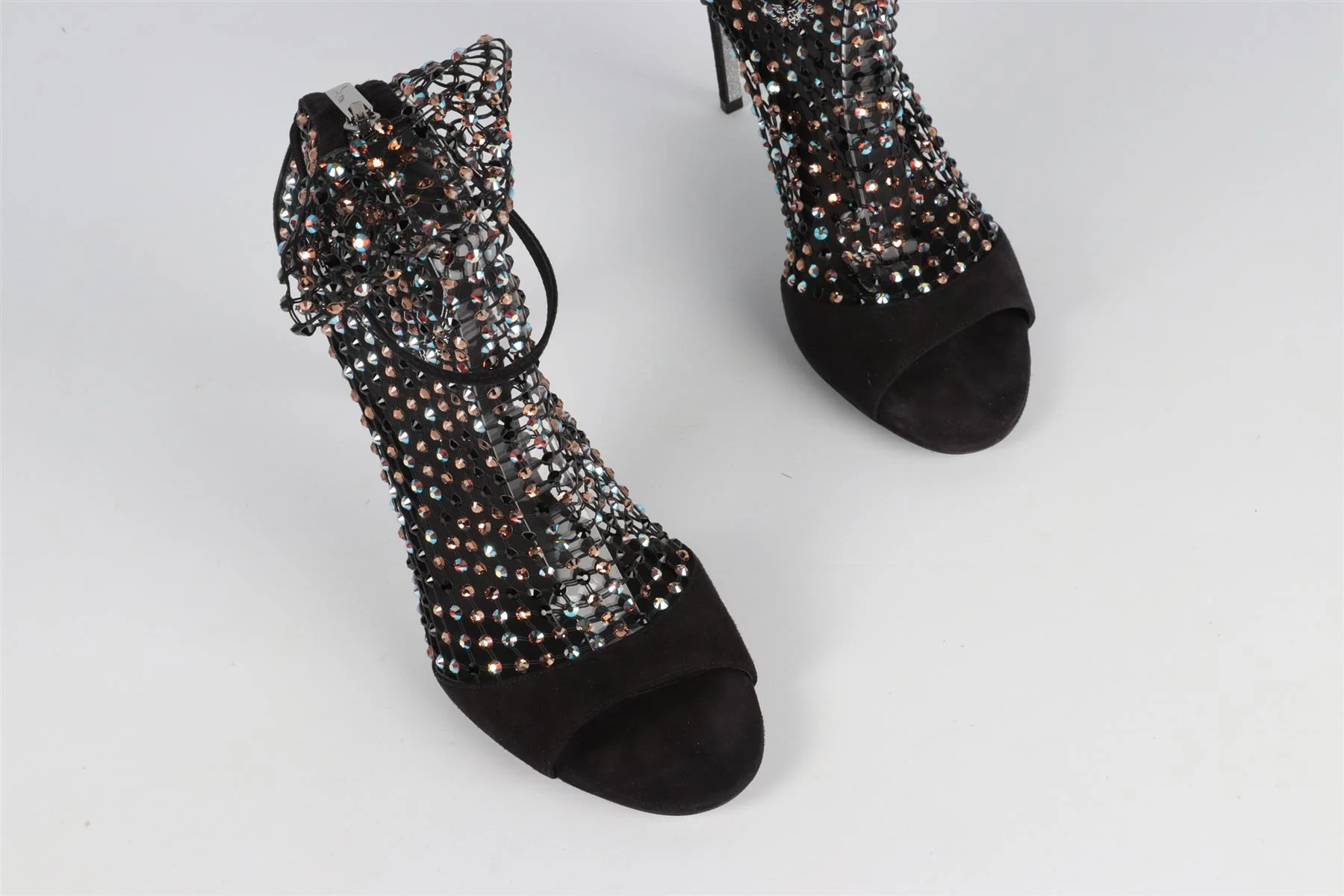 RENE CAOVILLA BLACK GALAXIA CRYSTAL AND SUEDE SANDALS EU 38.5 UK 5.5 US 8.5 - Image 4