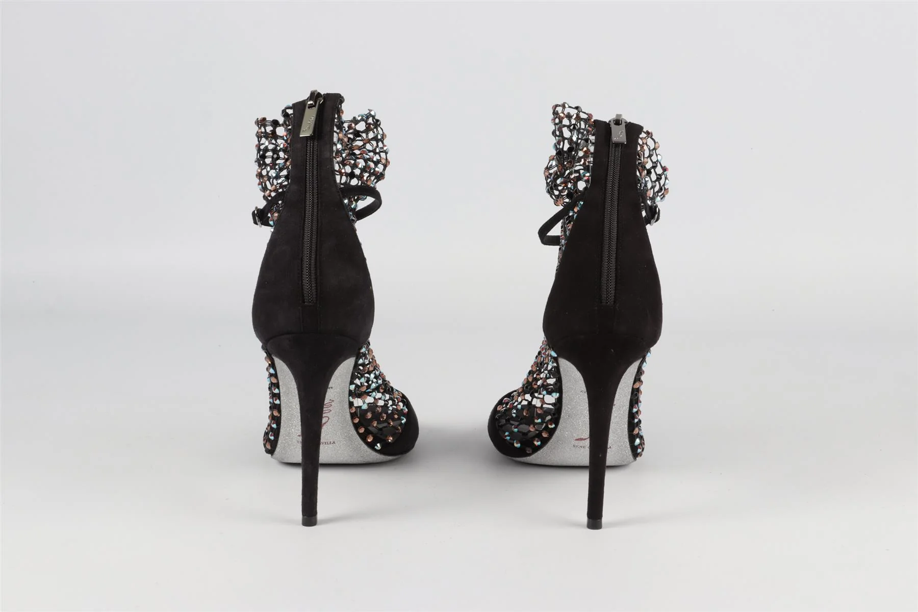 RENE CAOVILLA BLACK GALAXIA CRYSTAL AND SUEDE SANDALS EU 38.5 UK 5.5 US 8.5 - Image 5