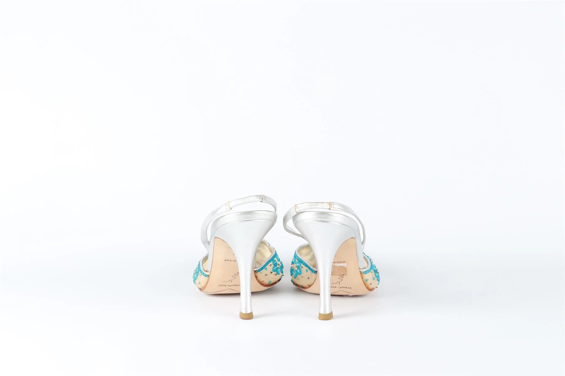 RENÉ  CAOVILLA BLUE LEATHER SLINGBACK PUMPS EU 37 UK 4 US 7 - Image 5