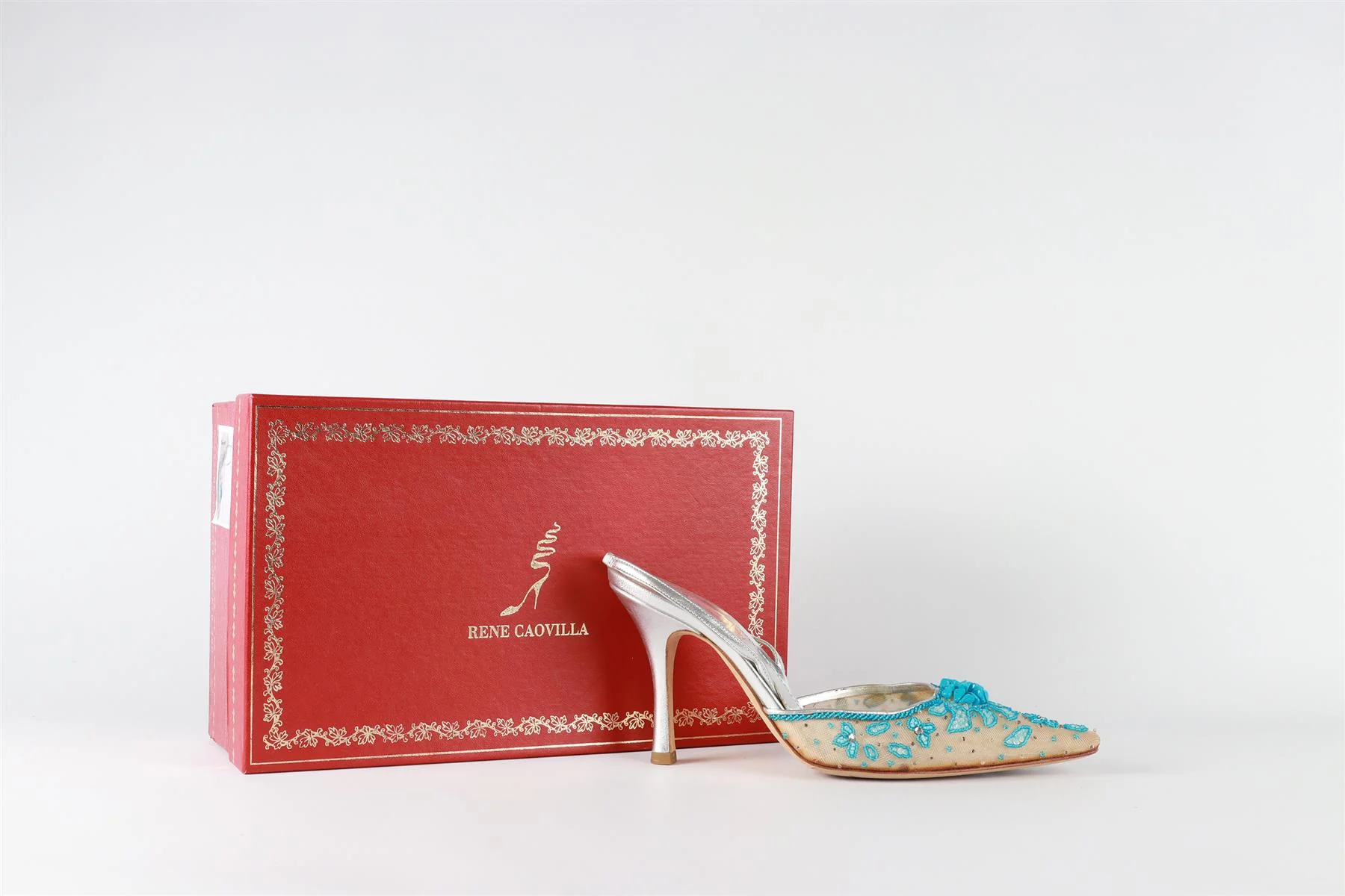 RENÉ  CAOVILLA BLUE LEATHER SLINGBACK PUMPS EU 37 UK 4 US 7 - Image 7