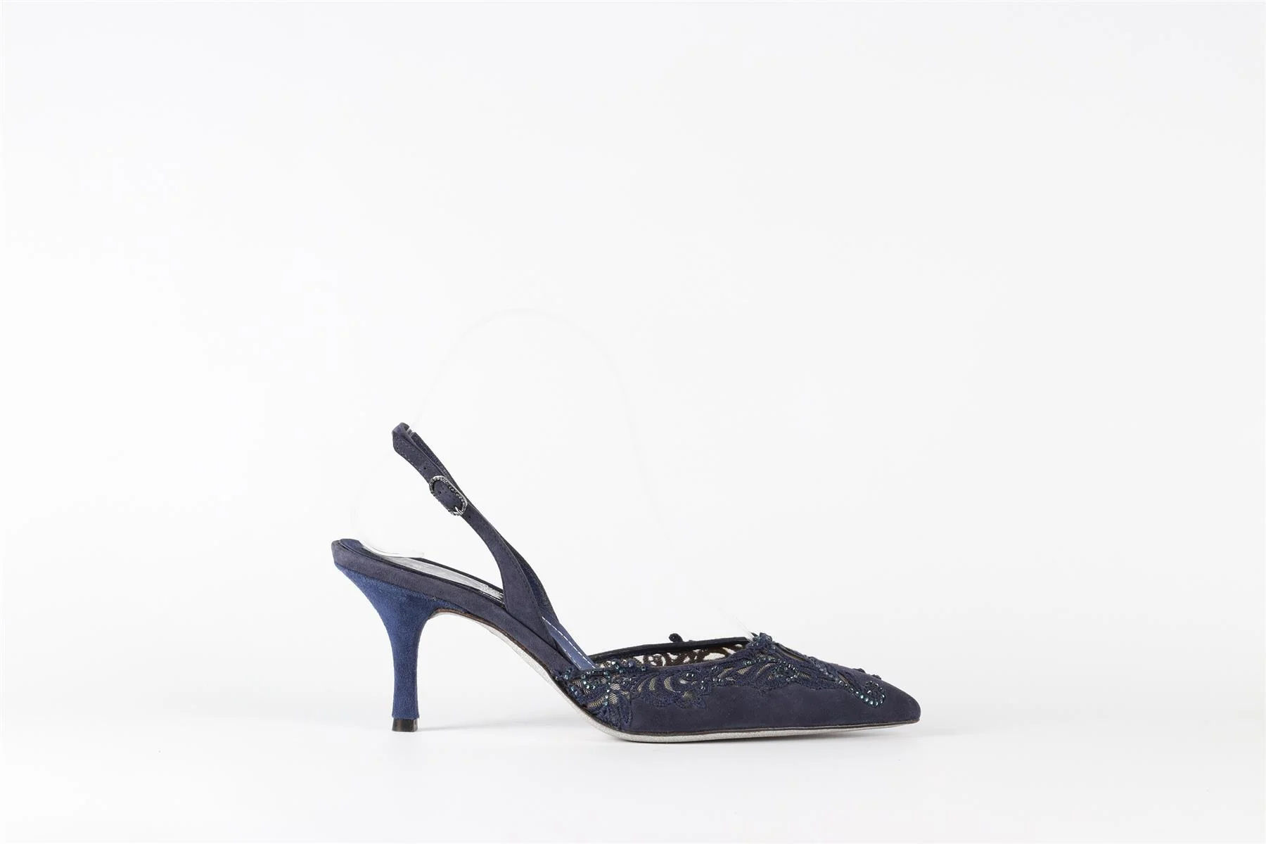 RENÉ  CAOVILLA BLUE SUEDE SLINGBACK PUMPS EU 37 UK 4 US 7 - Image 2