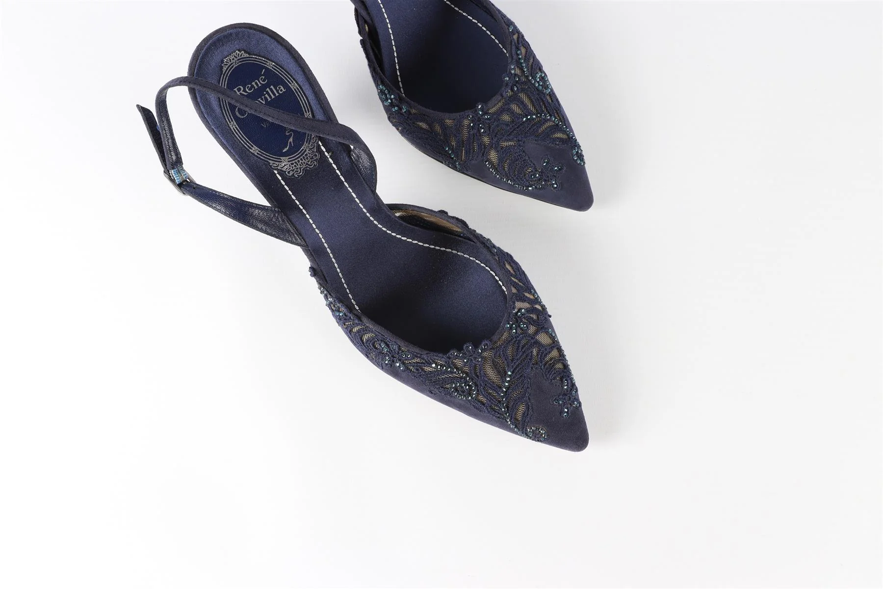 RENÉ  CAOVILLA BLUE SUEDE SLINGBACK PUMPS EU 37 UK 4 US 7 - Image 4