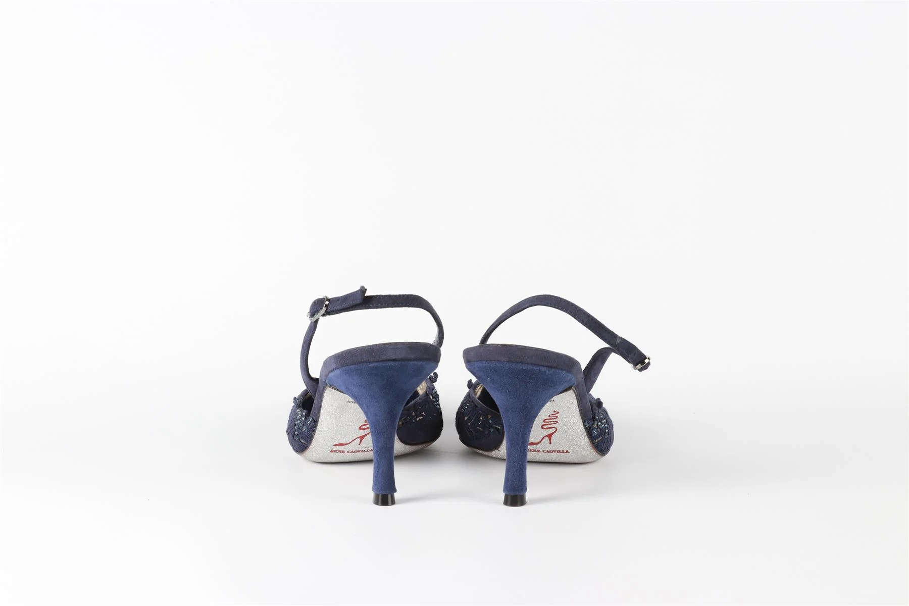 RENÉ  CAOVILLA BLUE SUEDE SLINGBACK PUMPS EU 37 UK 4 US 7 - Image 5