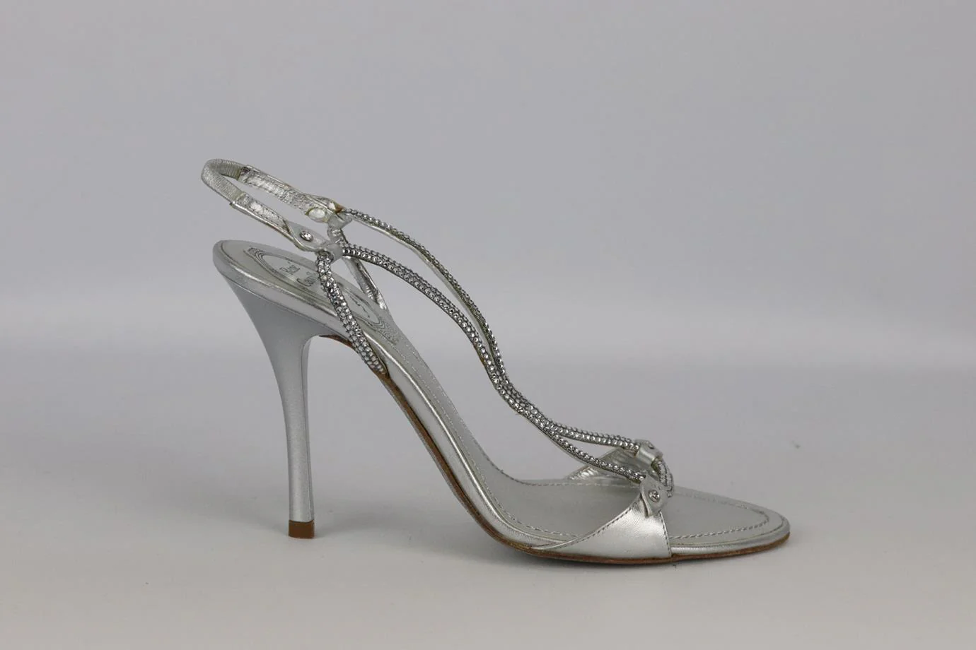 RENÉ CAOVILLA CRYSTAL EMBELLISHED LEATHER SANDALS EU 37.5 UK 4.5 US 7.5 - Image 2