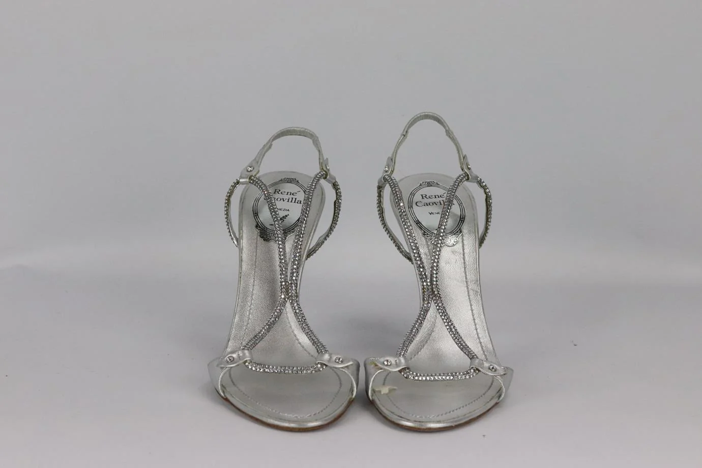 RENÉ CAOVILLA CRYSTAL EMBELLISHED LEATHER SANDALS EU 37.5 UK 4.5 US 7.5 - Image 3