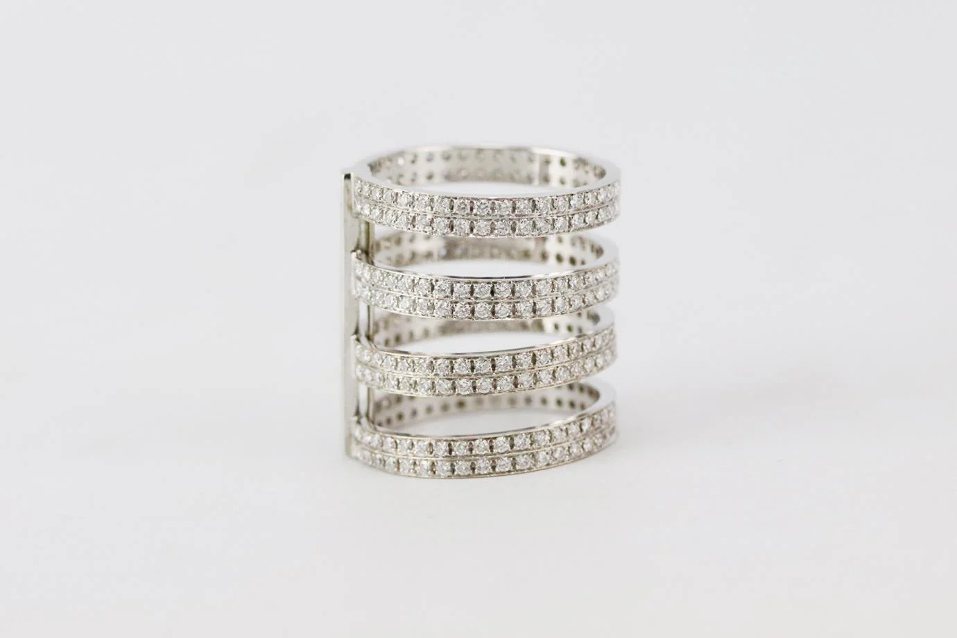 REPOSSI BERBERE 4 ROW 18K WHITE GOLD DIAMOND RING 16.6 MM - Image 2