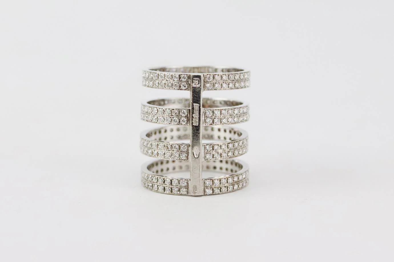 REPOSSI BERBERE 4 ROW 18K WHITE GOLD DIAMOND RING 16.6 MM - Image 3