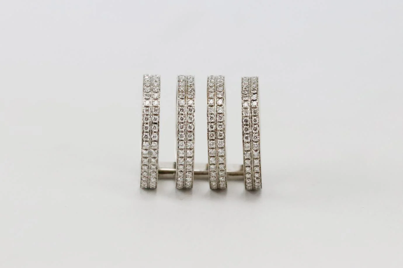 REPOSSI BERBERE 4 ROW 18K WHITE GOLD DIAMOND RING 16.6 MM - Image 6